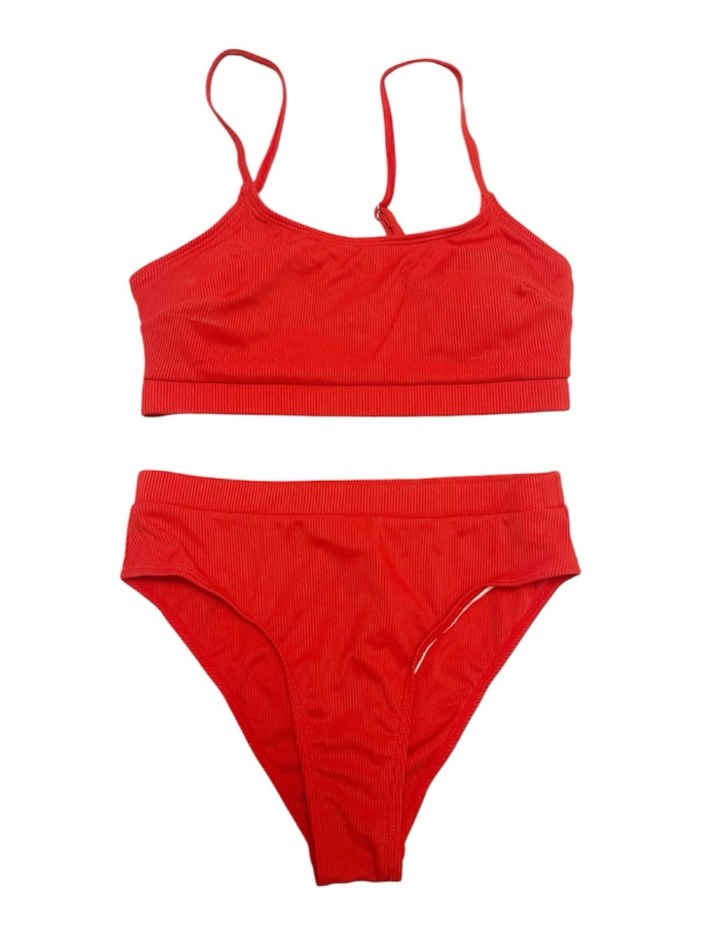 Cupshe Red Ribbed Bikini Set